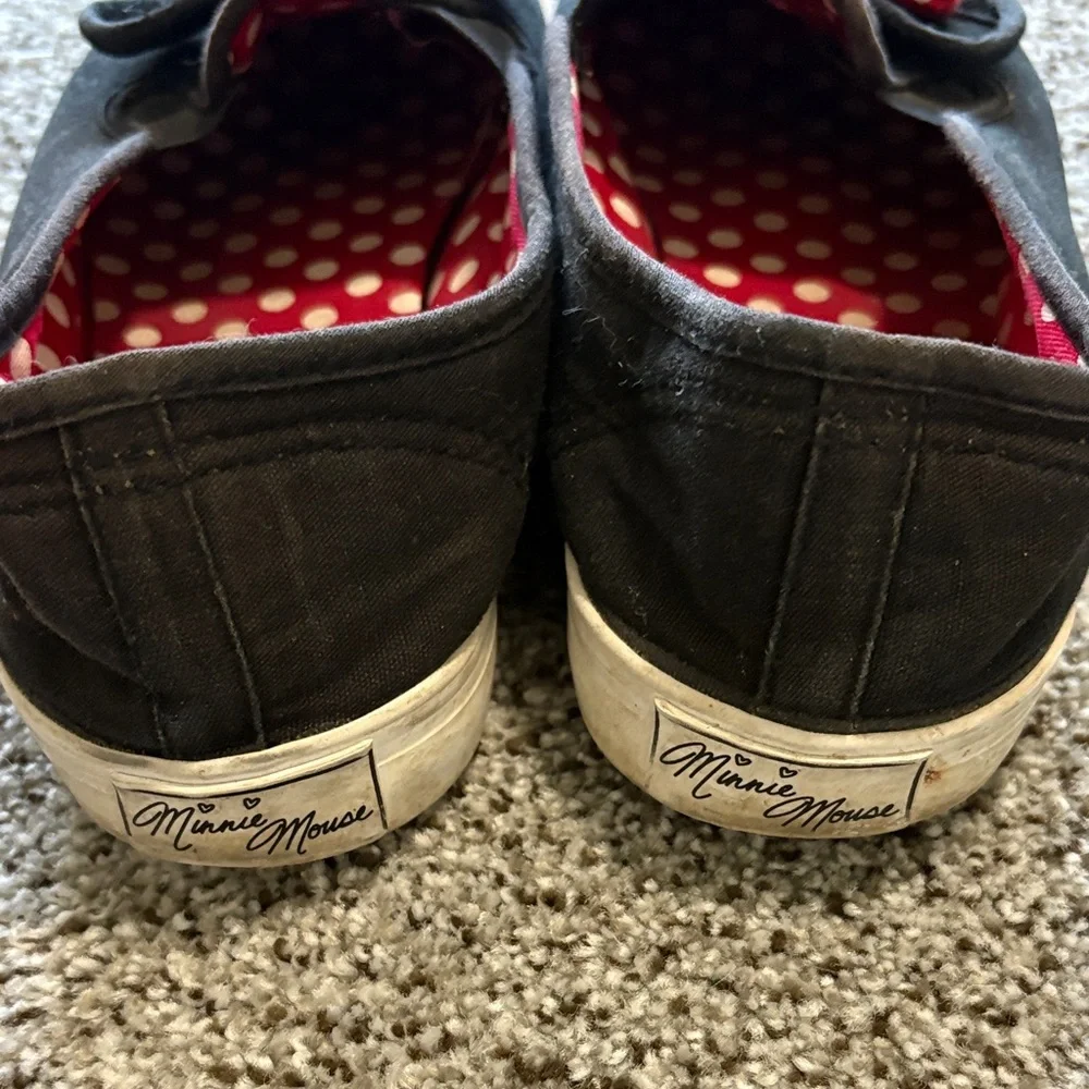 Girls Disney Minnie Mouse Black and Red Polka Dot Bow Sneakers